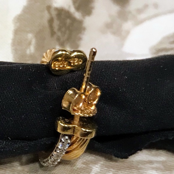 18K David Yurman Crossover Diamond Hoop Earrings - Picture 3 of 5